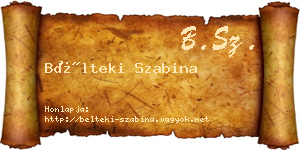 Bélteki Szabina névjegykártya